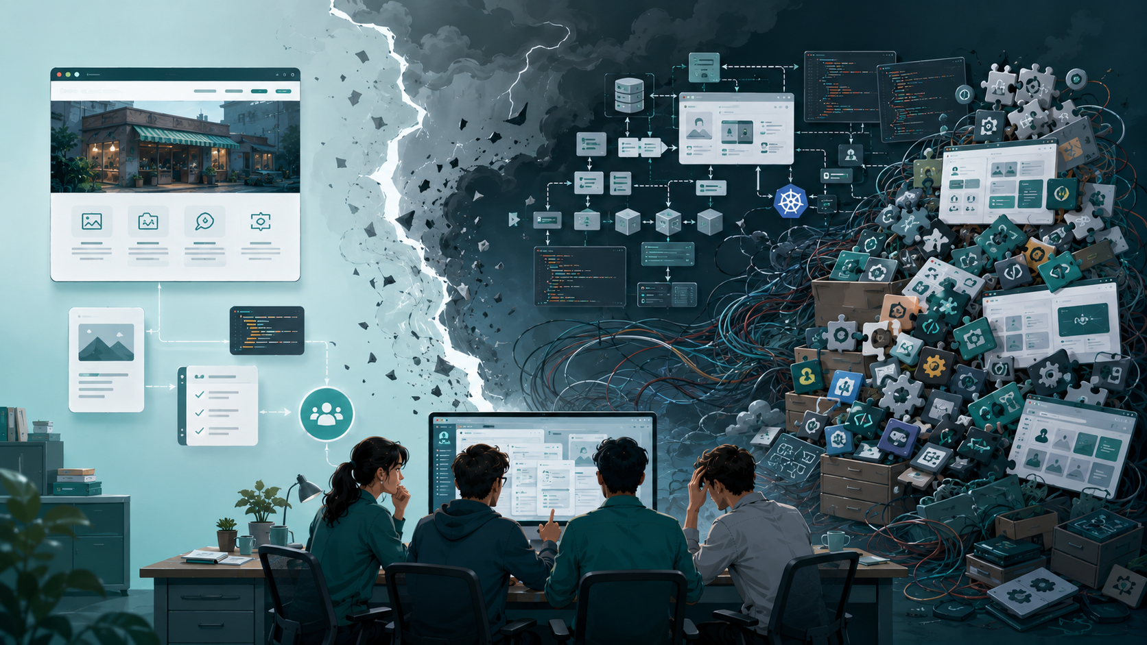 Small business website architecture avoiding unnecessary enterprise-level complexity