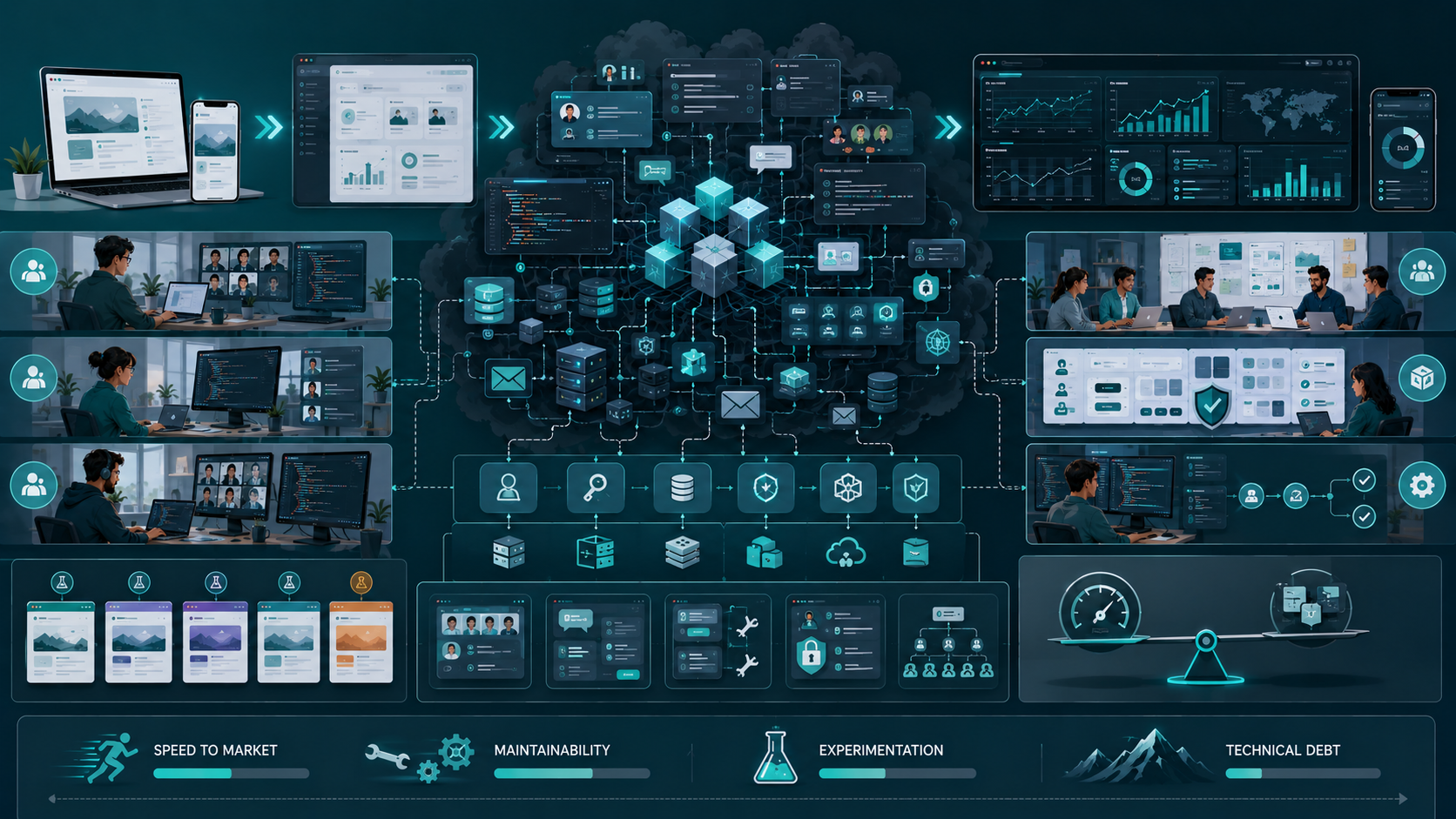 Advanced responsive website architecture for complex SaaS and multi-team organizations
