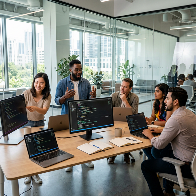 Software development team collaborating in Ahmedabad